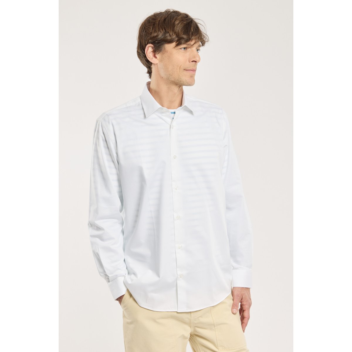 Chemise coupe confort - coton twill blanc, ARMOR-LUX
