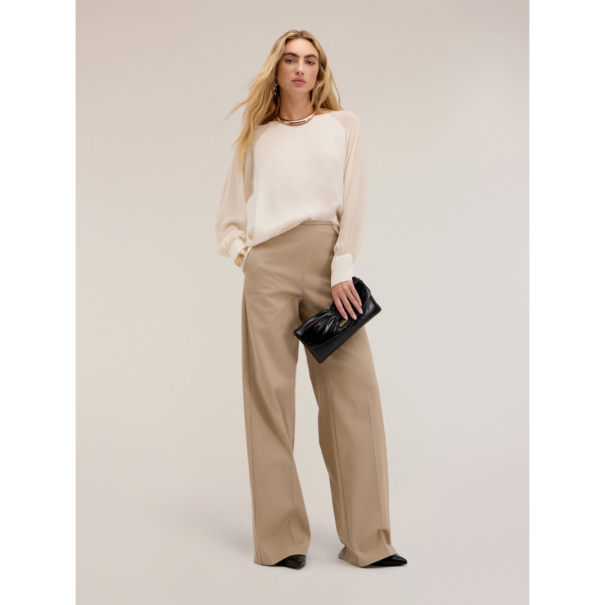 Blouse avec manches raglan semi-transparentes blanc, MOTIVI