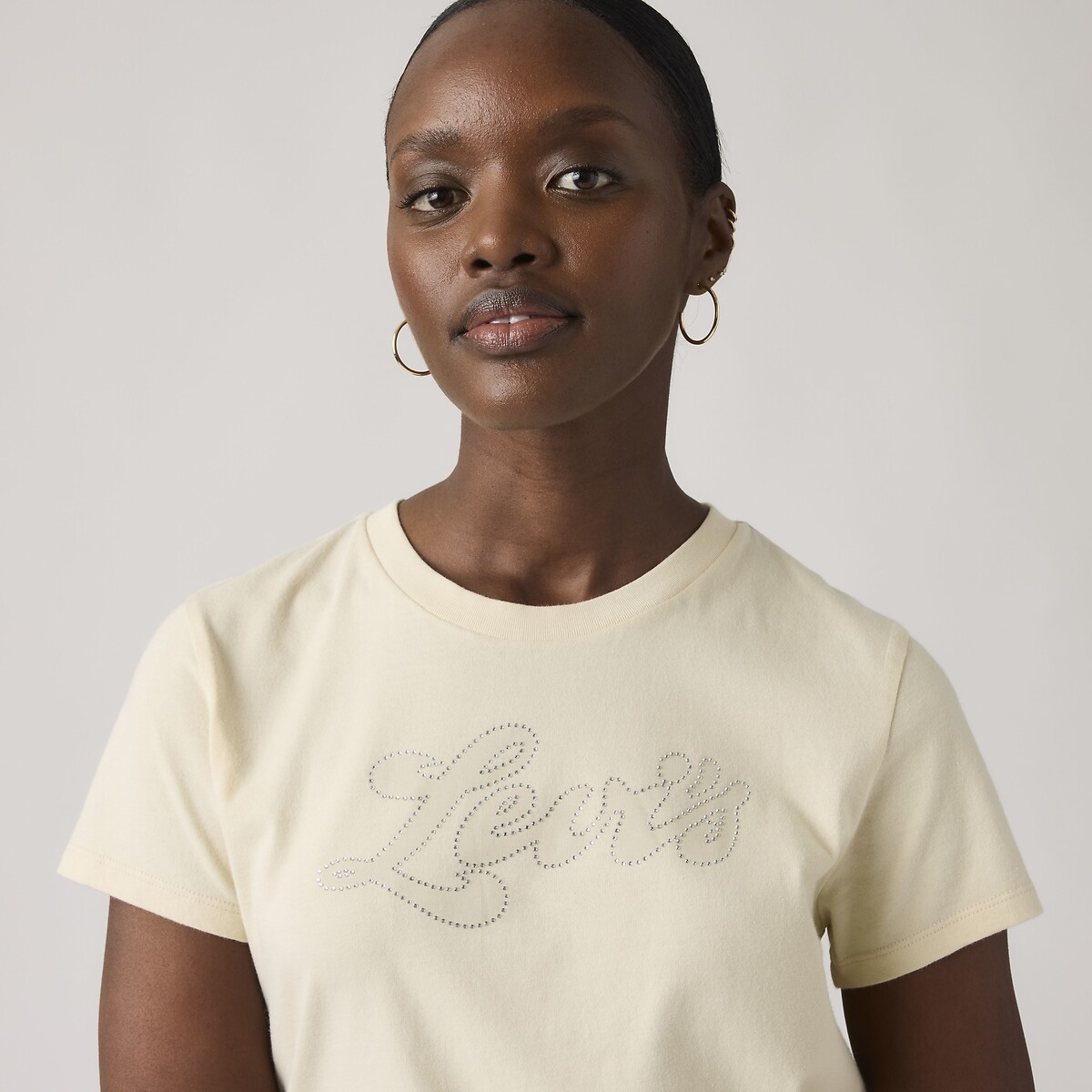 Tshirt col rond manches courtes logo jaune beige, LEVI'S