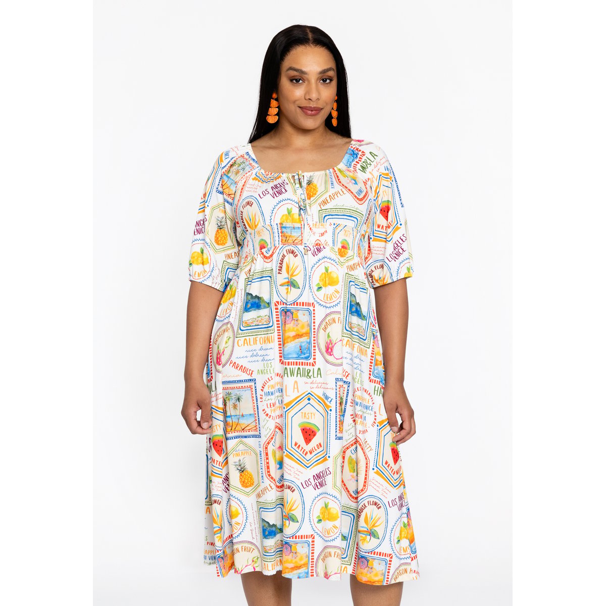 Robe imprimé / imprimée écru, YOEK