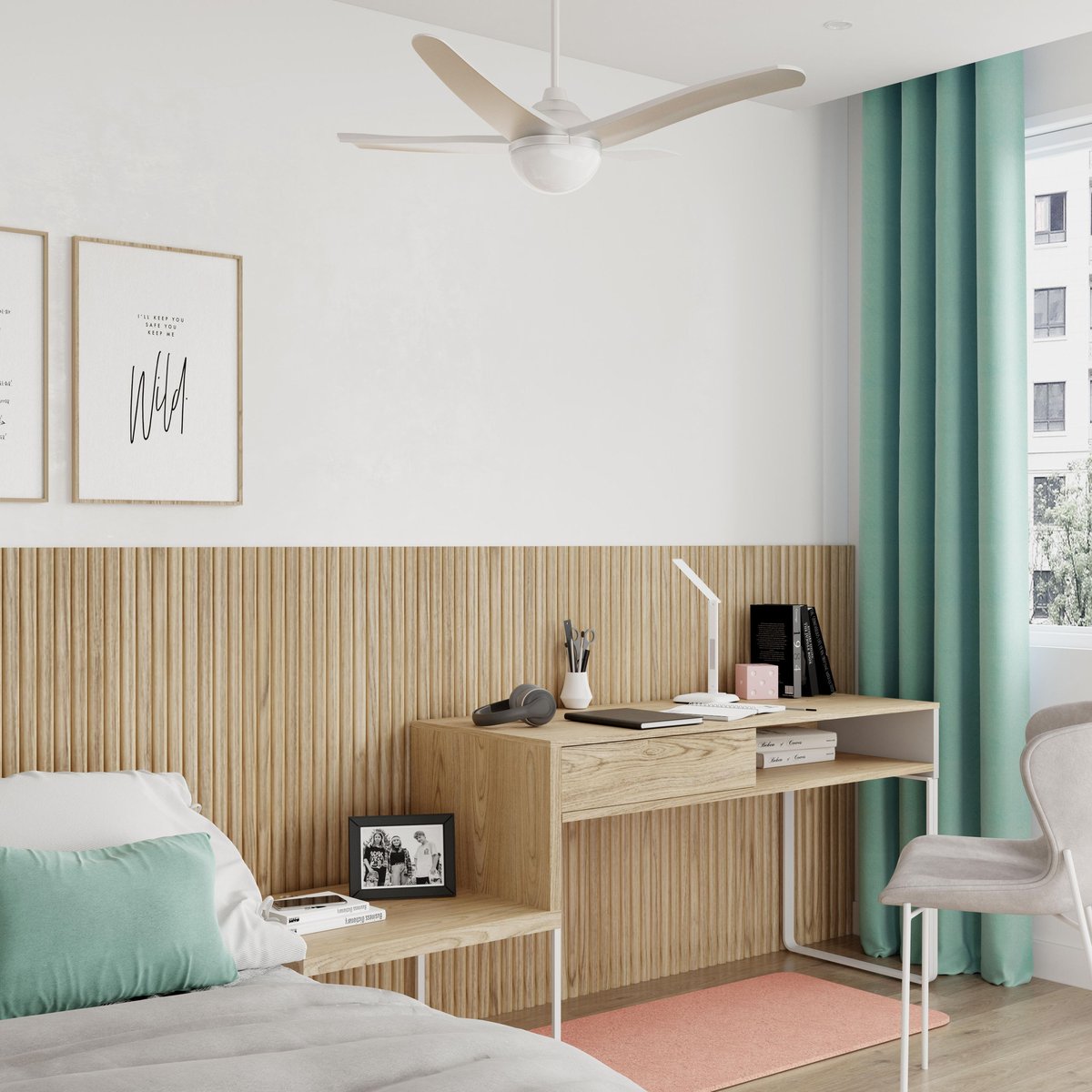 Lampe de bureau en plastique, ALEX blanc, INSPIRE