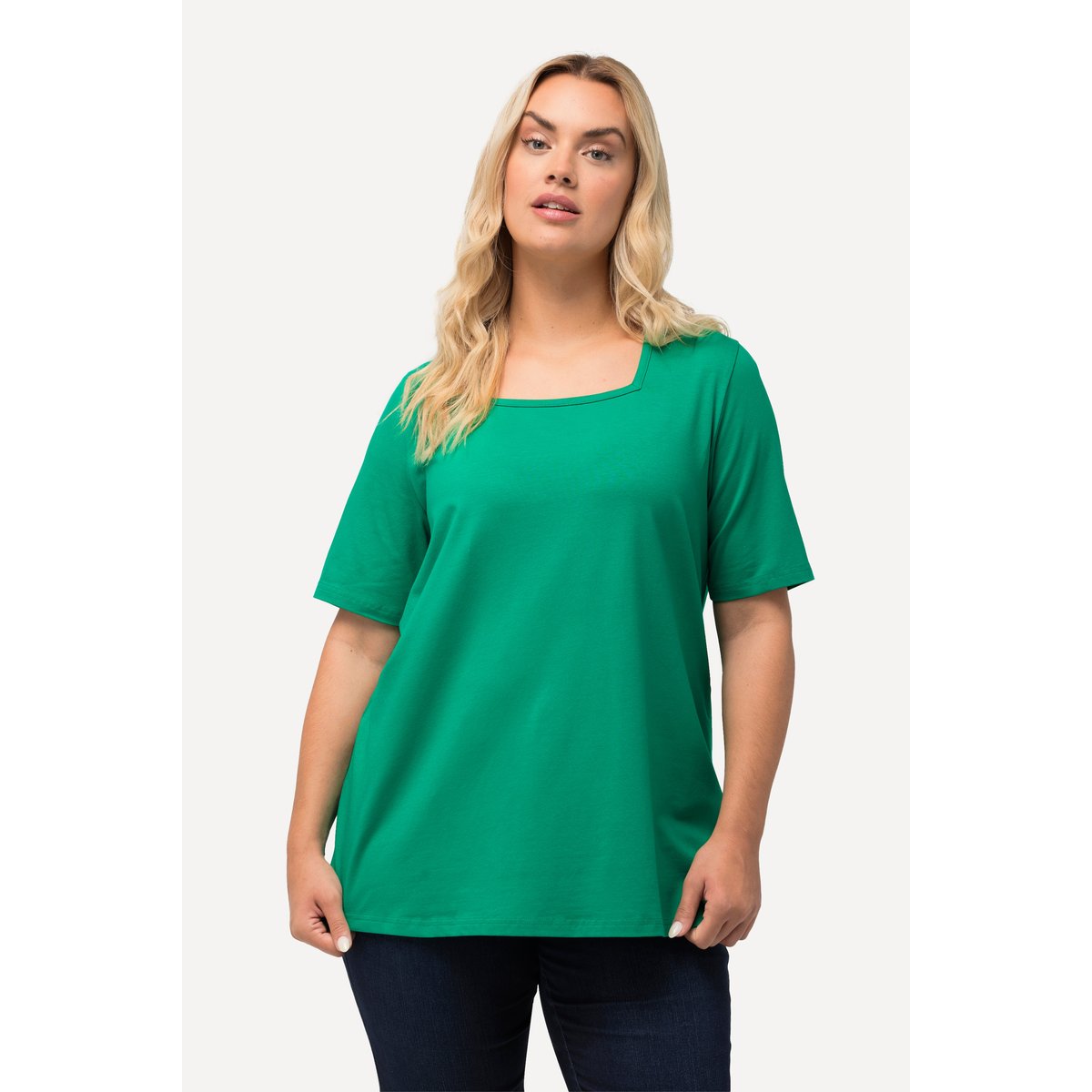 T-shirt Basic, ligne A, encolure carrée émeraude, ULLA POPKEN