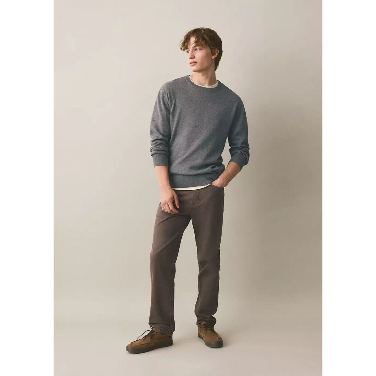 Pull-over maille coton gris chiné moyen, MANGO TEEN