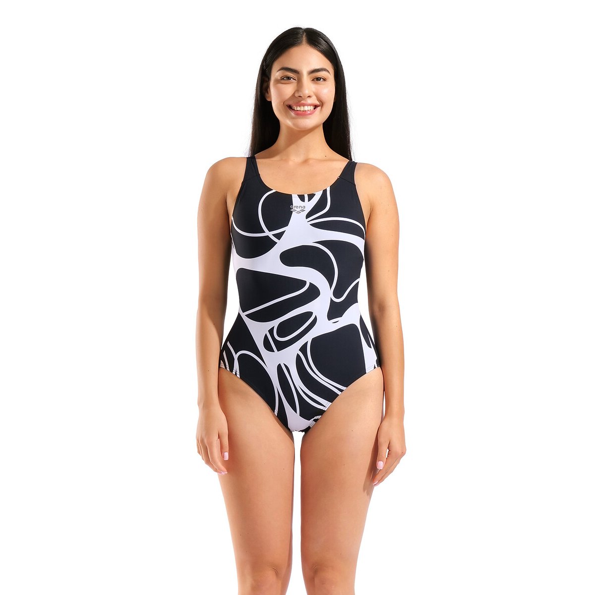Maillot de natation 1 pièce ALINA WING BACK SENSITIVE noir/blanc, ARENA
