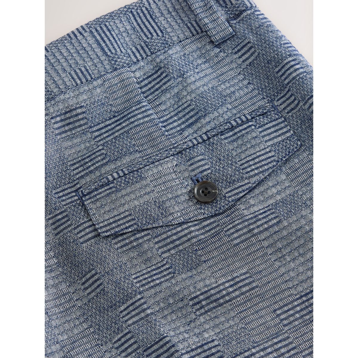 Short de costume en coton texturé carreaux bleu, NEXT