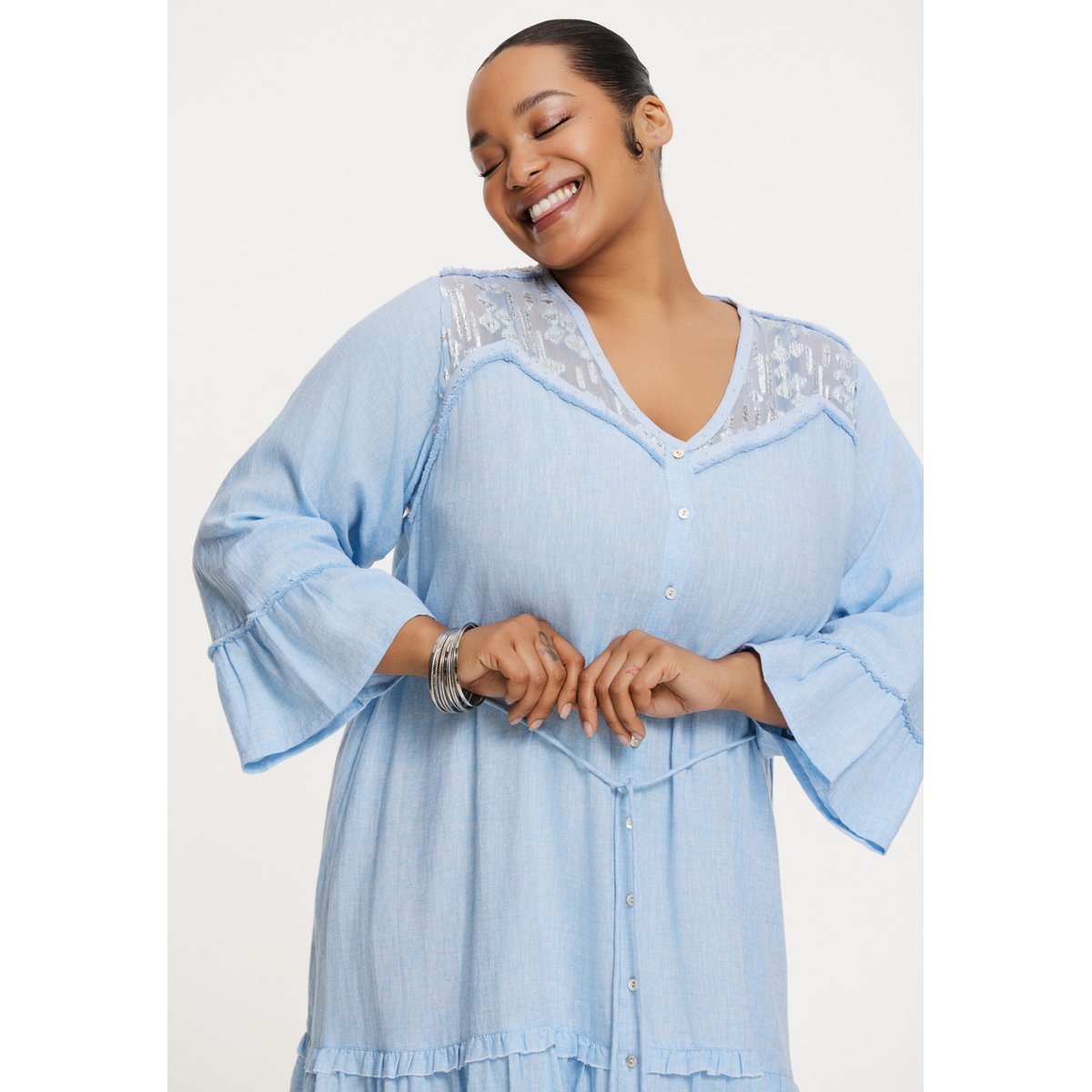 Robe à sequins bleu clair, YOEK