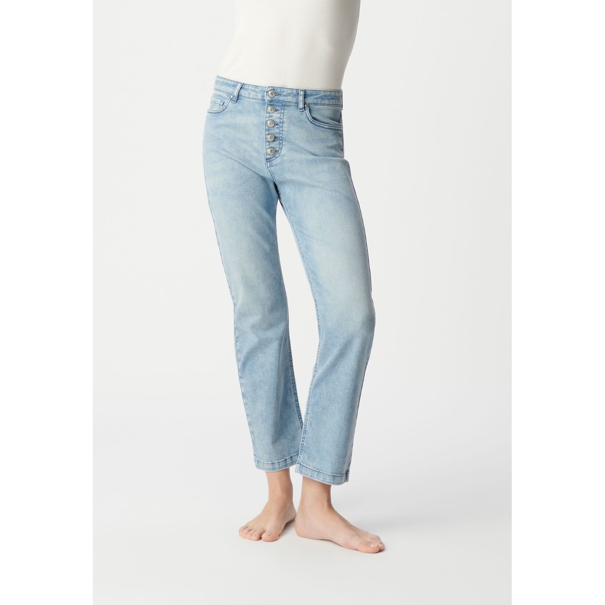 Jean droit court boutons apparents JANIS bleu clair, IKKS