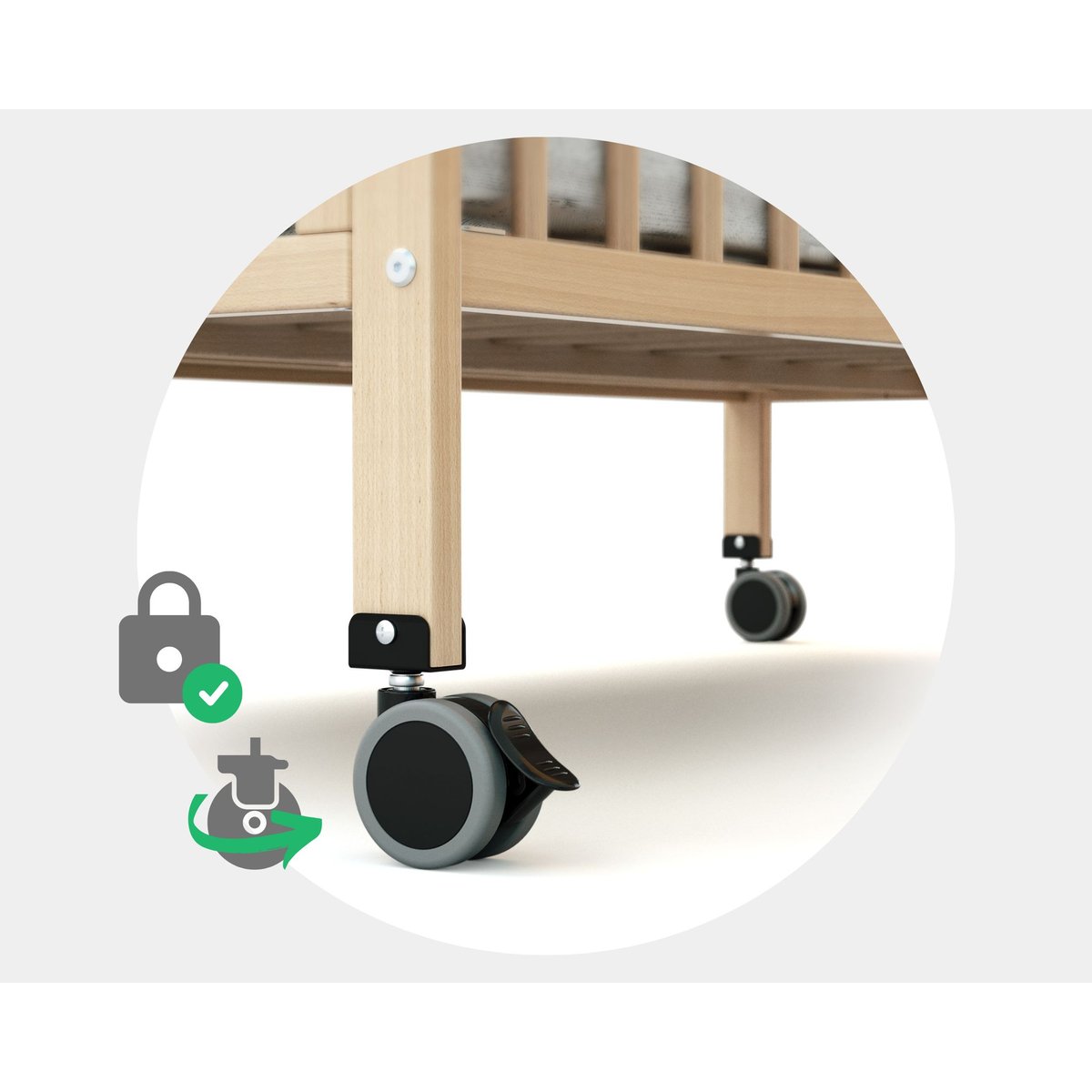 Folding wooden baby bed FLOW blanc, AT4