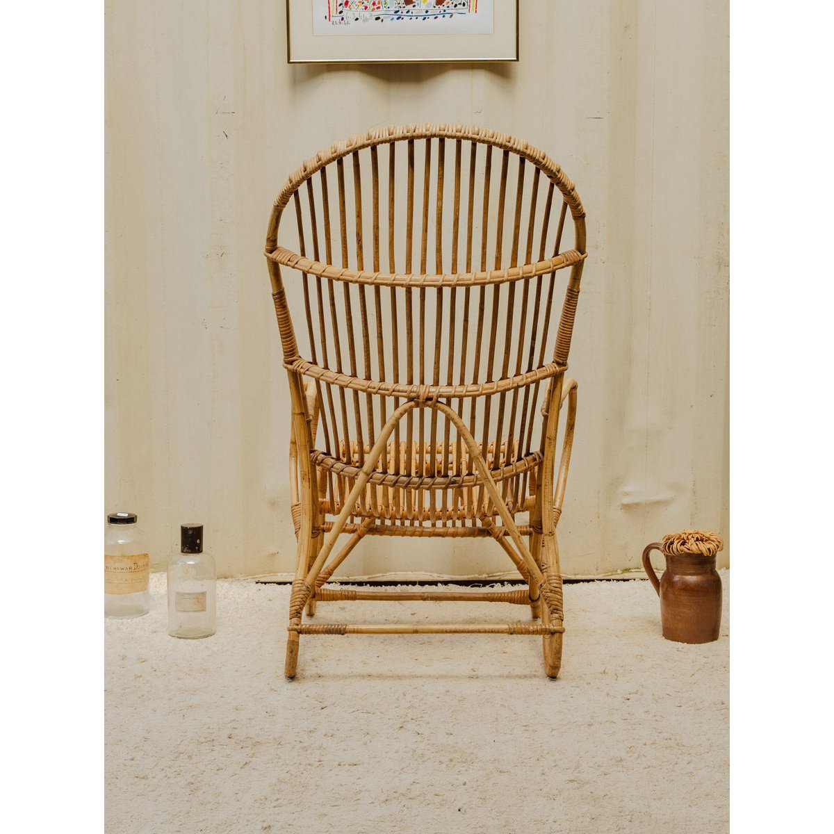 Fauteuil en rotin Ernest N°1046 - Bon état bois clair, DEBONGOUT