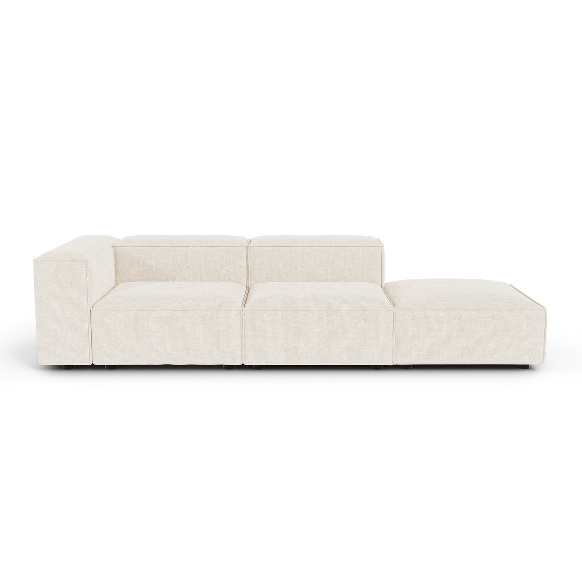 Canapé modulable 5 places en velours chenillé CUBI crème, SIA HOME
