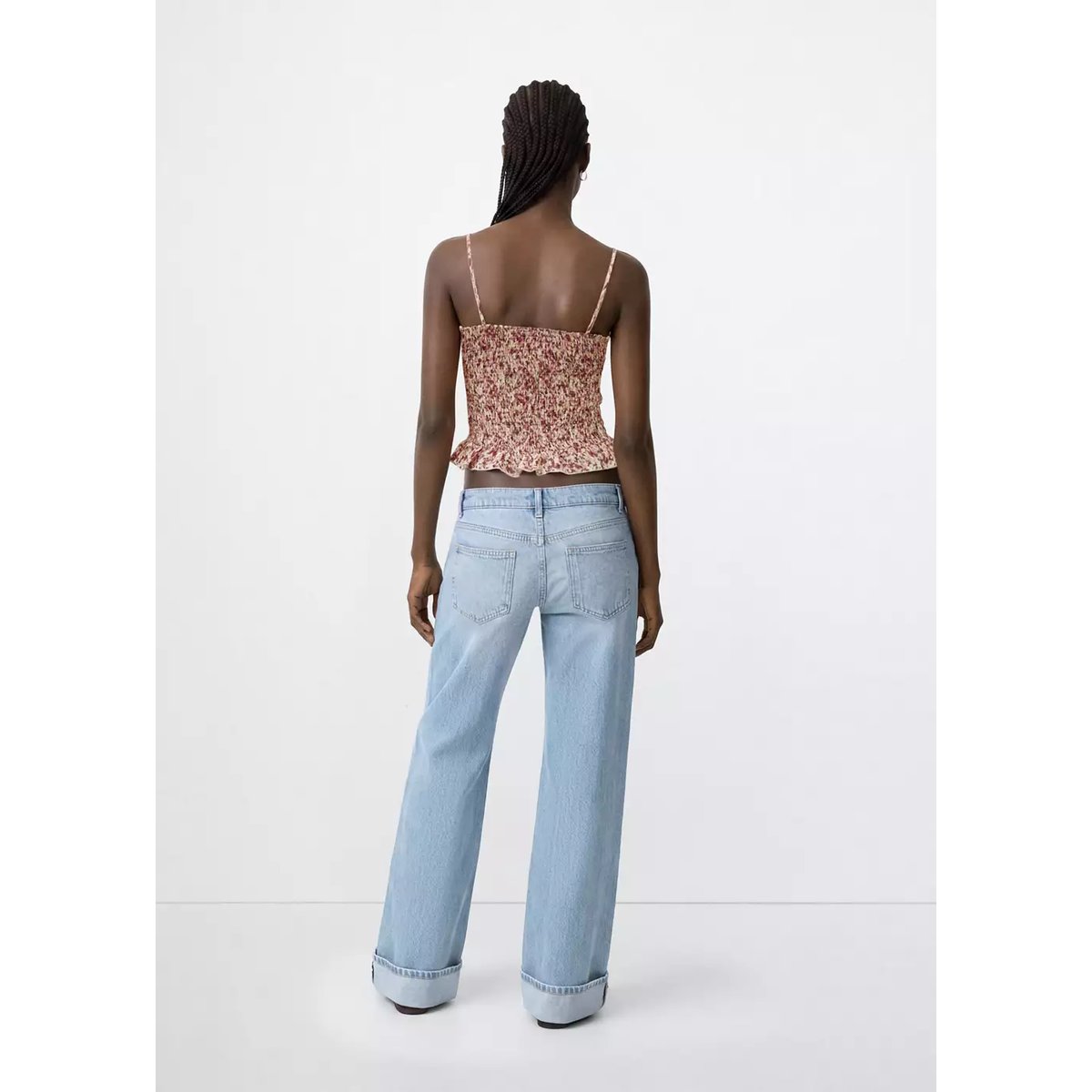 Top froncé imprimé rose pastel, MANGO TEEN
