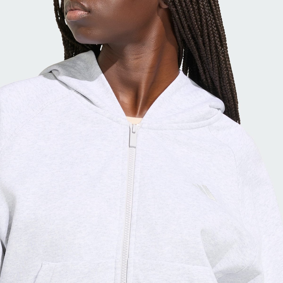 Sweat zippé à capuche FUTURS ICONS light grey heather / off white, ADIDAS SPORTSWEAR