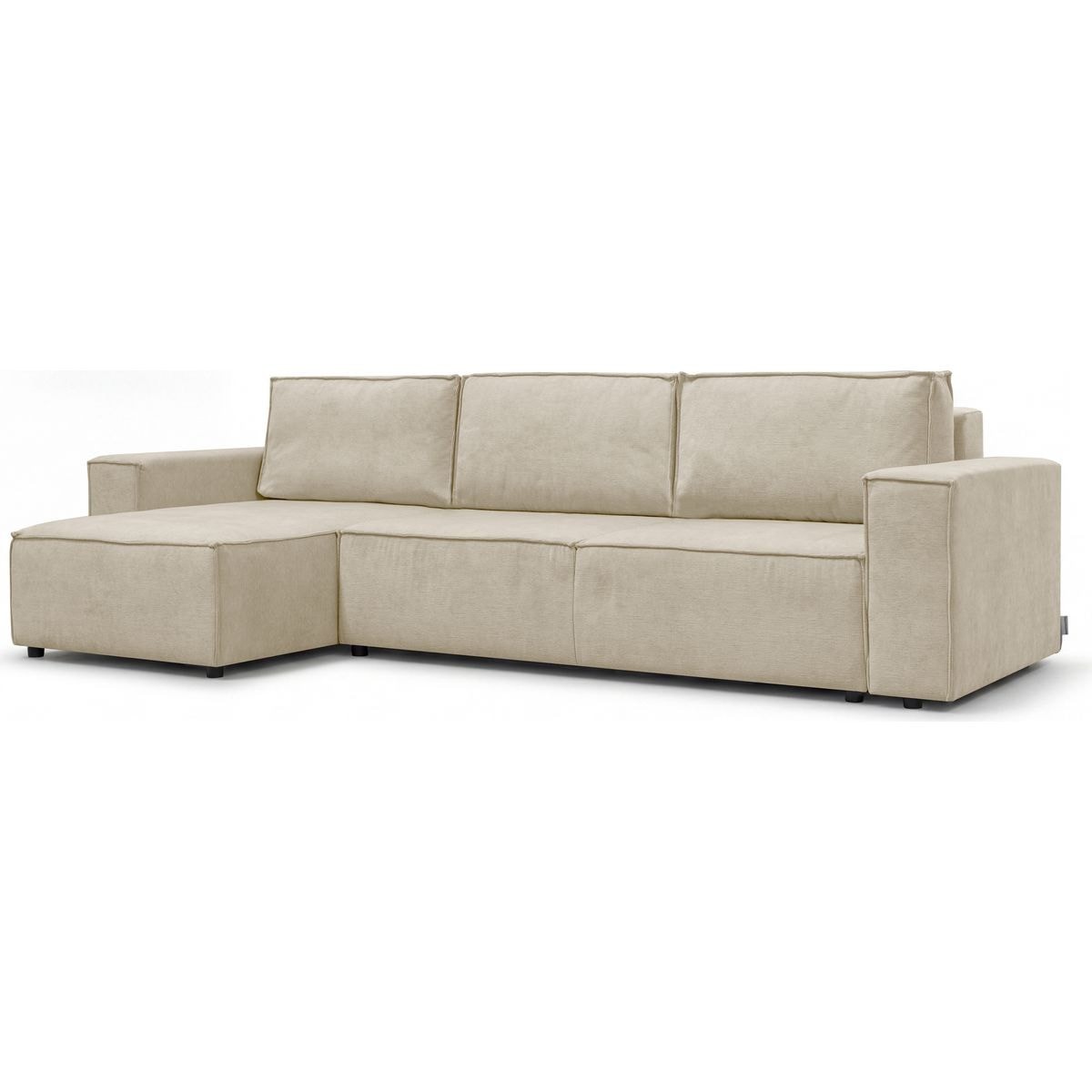 Canapé d'angle convertible 5 places en tissu chenille - HARPER beige foncé, HOMIFAB