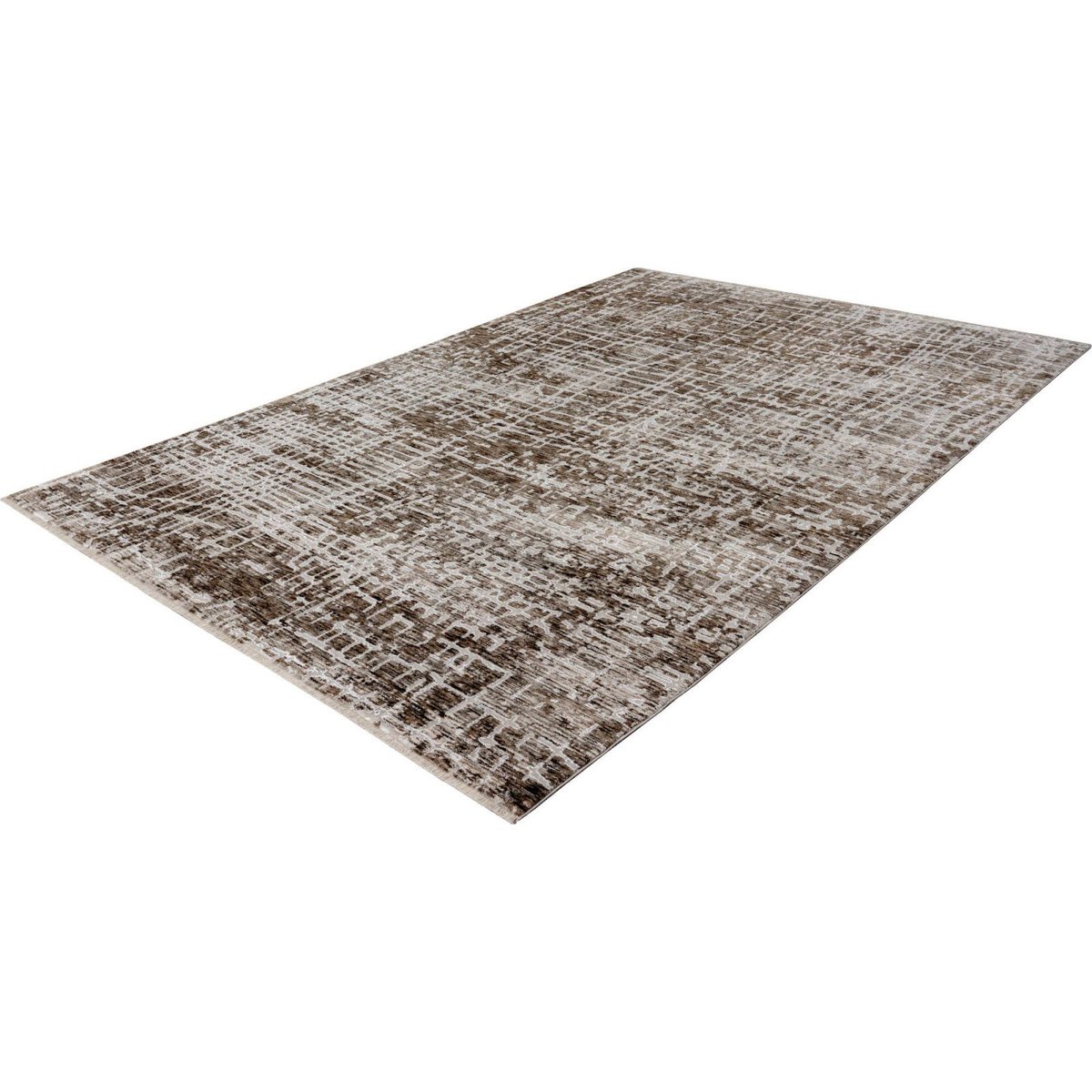 Tapis rectangulaire effet 3d, Poil court taupe chiné beige et gris, ARTE ESPINA