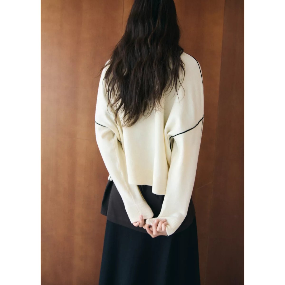 Pull col cheminée à rayures en contraste écru, MANGO
