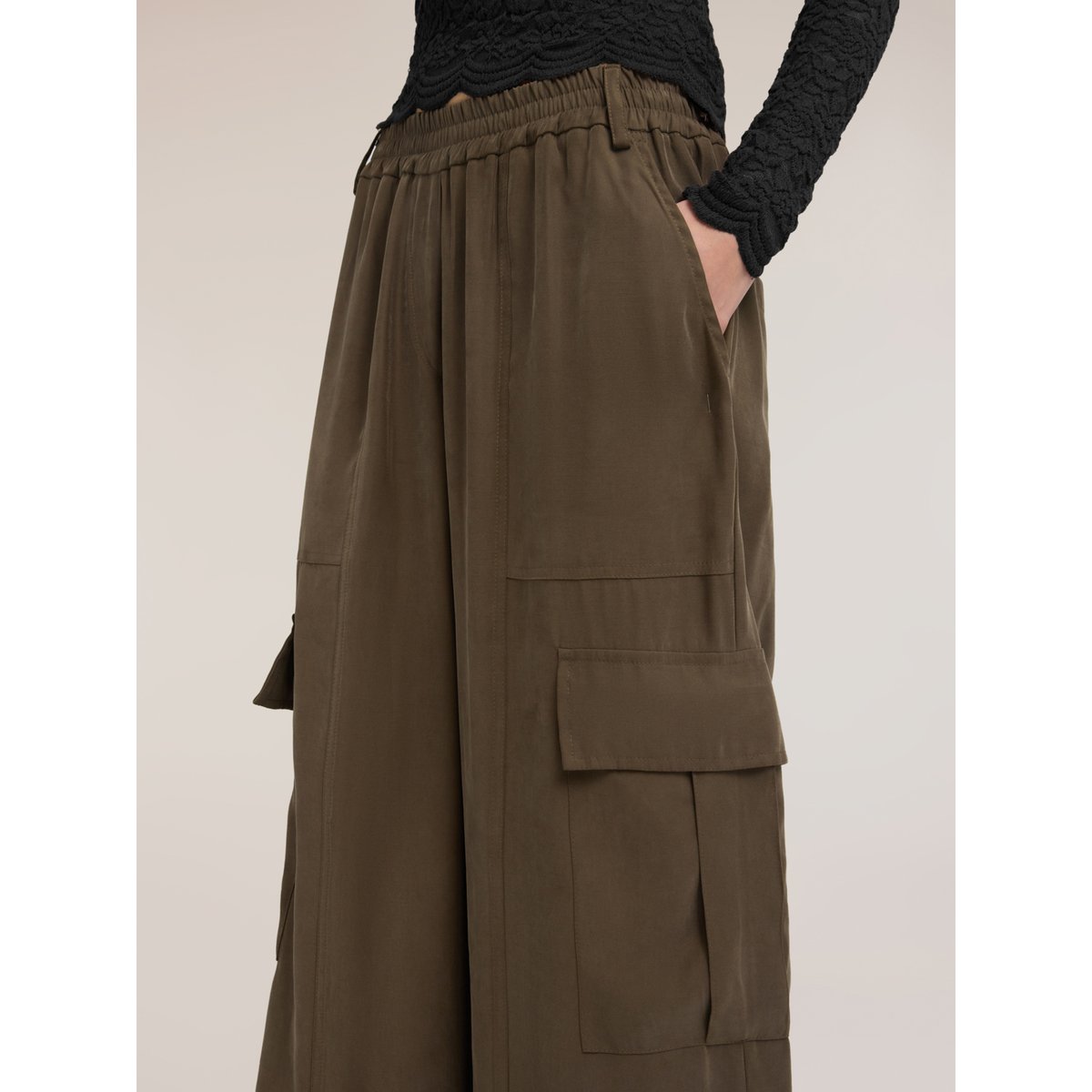 Pantalon cargo palazzo verde militare, MOTIVI