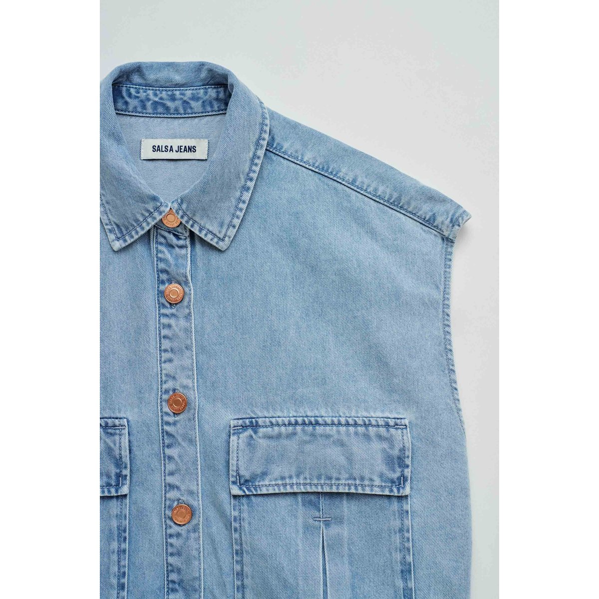 CHEMISE EN LIGHTDENIM bleu cobalt, SALSA JEANS