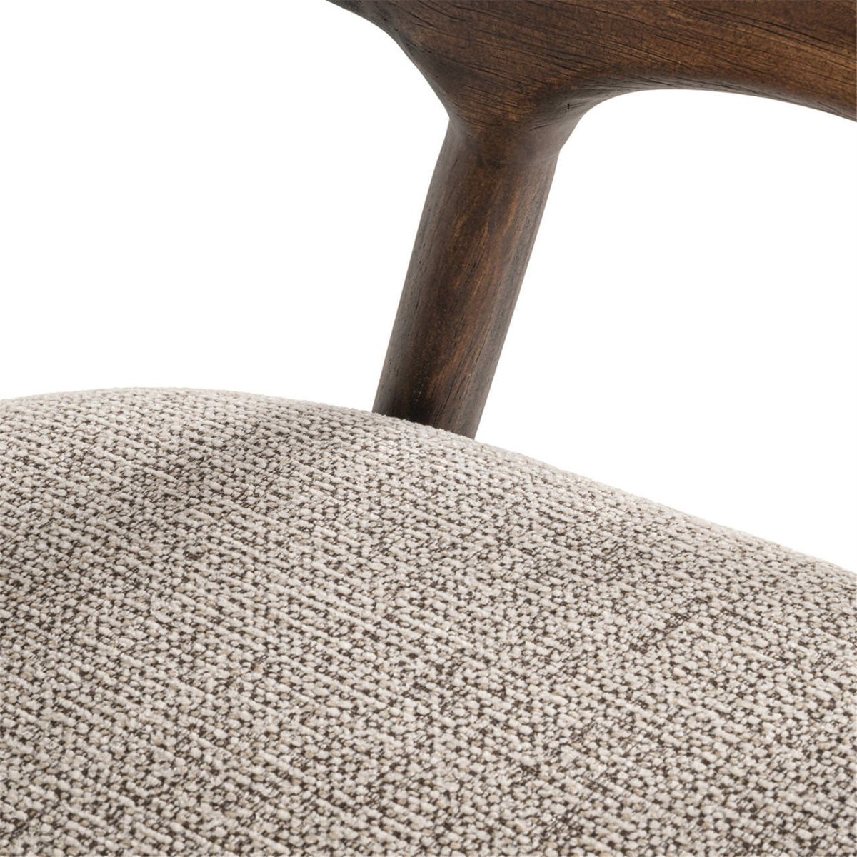 Tabouret de comptoir en bois et tissu mocca fancy, RECOLLECTION