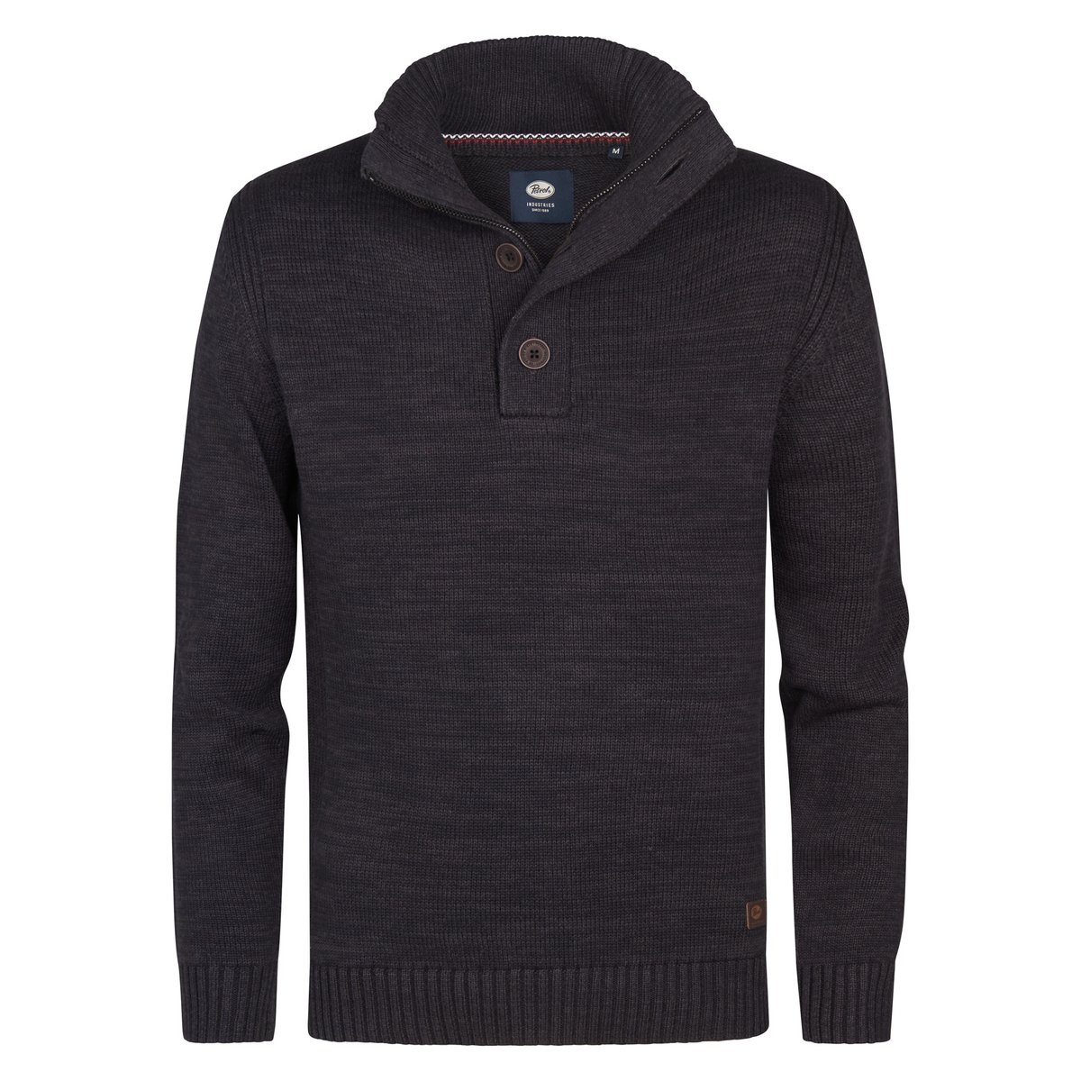 Pull col montant boutonné noir deep black, PETROL INDUSTRIES