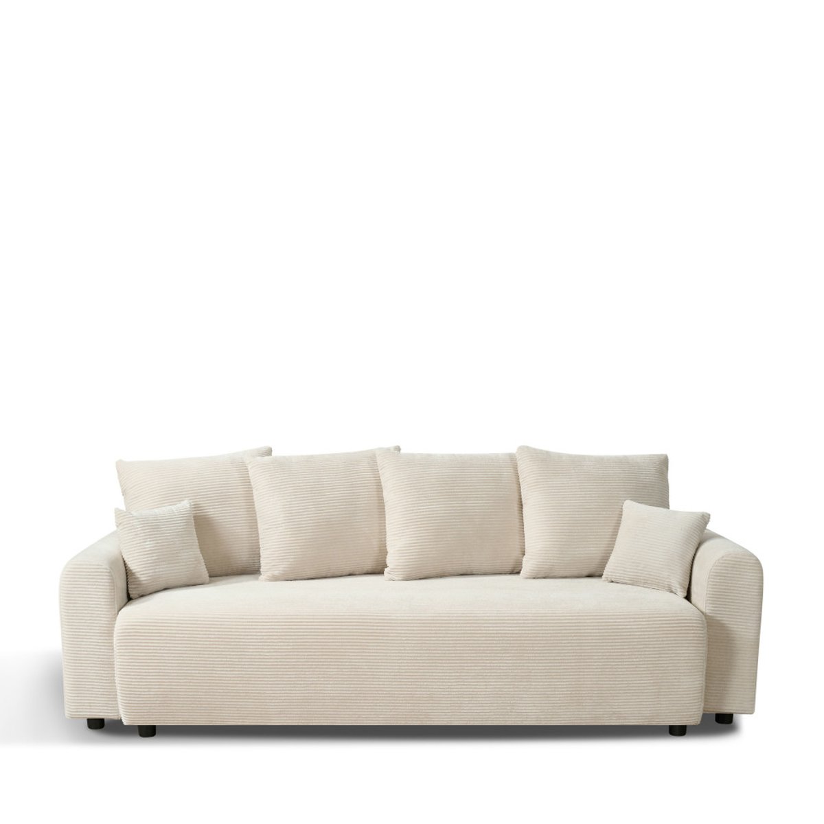 Canapé convertible 3 places en velours côtelé- POL beige, DRAWER