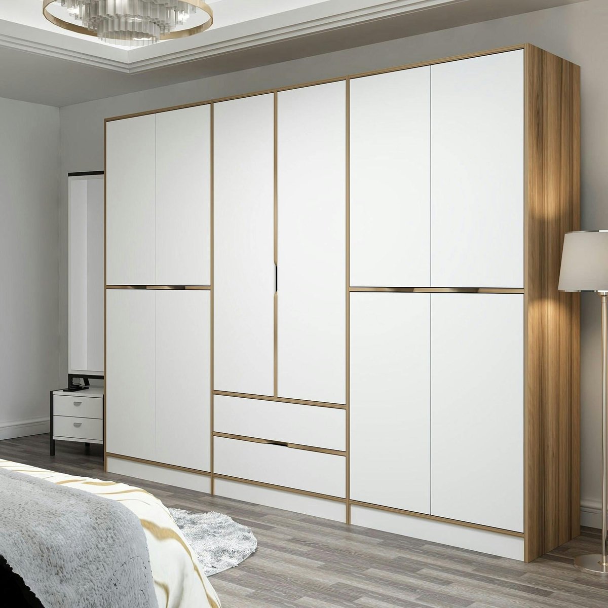Armoire 10 portes 2 tiroirs BYRON blanc, PIER IMPORT