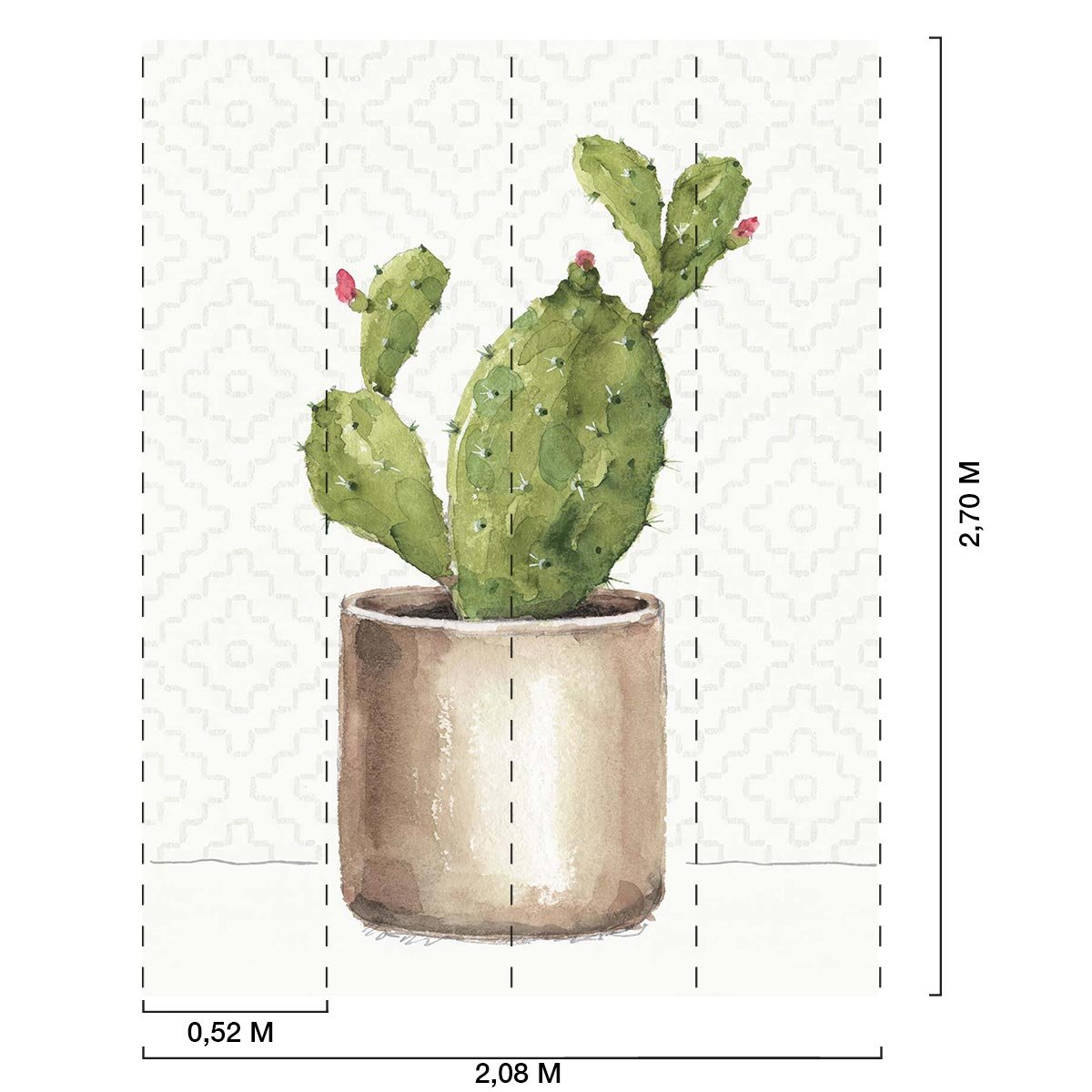 Papier peint exotique cactus en pot intissé, HEXOA