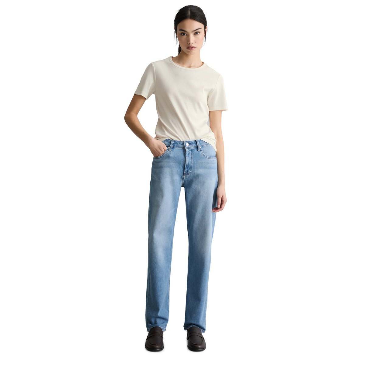 Jeans modèle Olina droit en doux mélange de coton organique et de lyocell bleu clair, MARC O’POLO DENIM