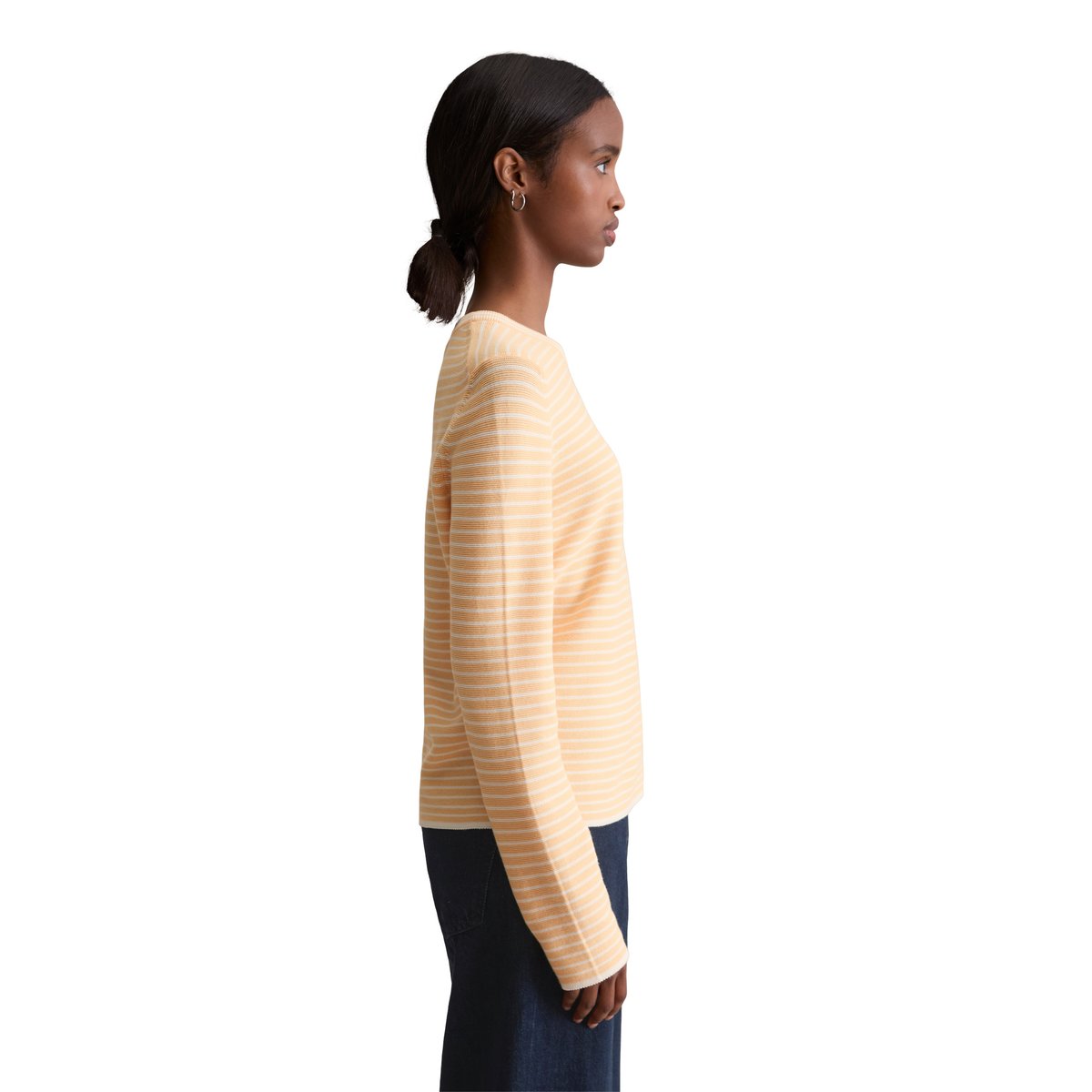 Pull-over rayé régulier en Compact Cotton orange, MARC O’POLO DENIM