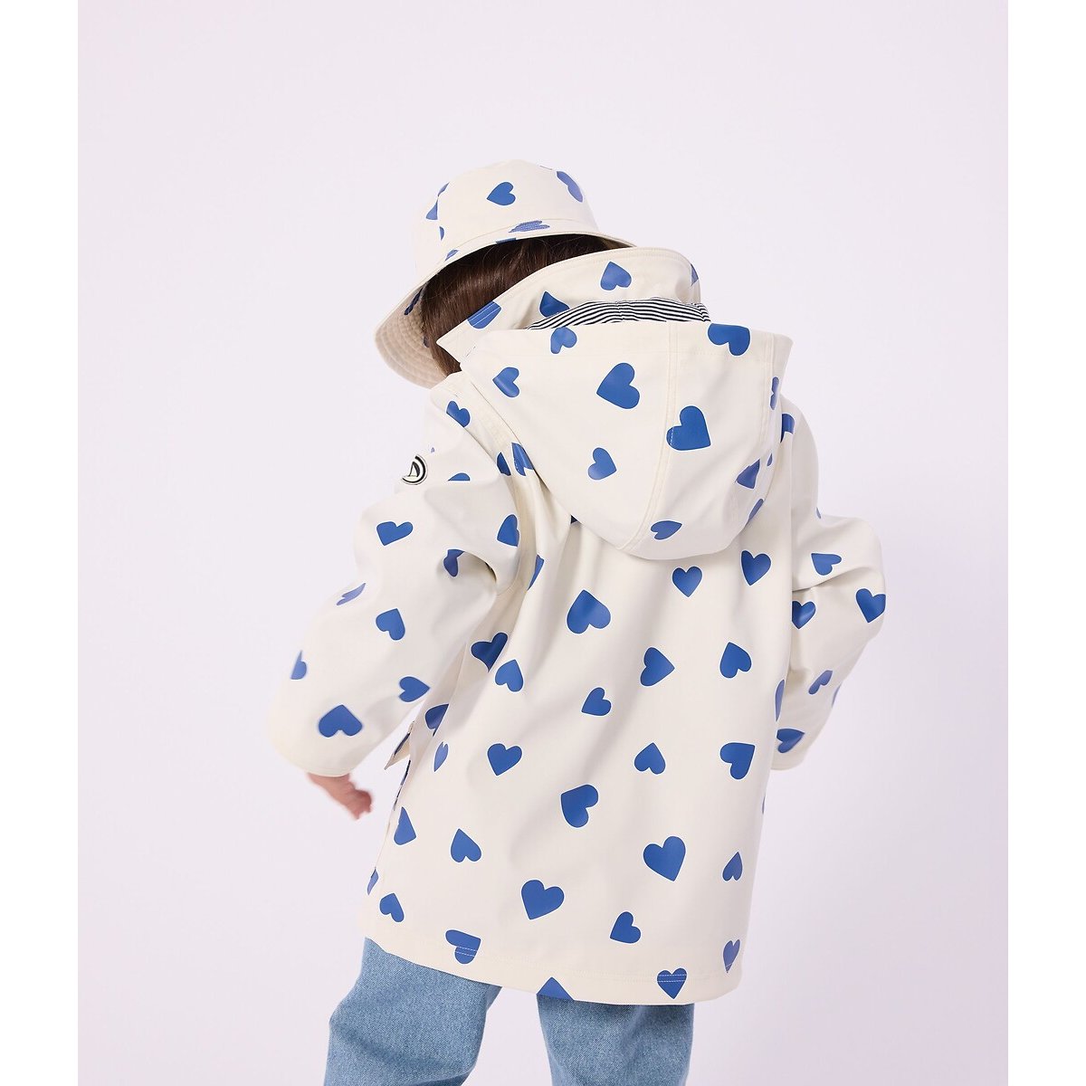 Ciré iconique enfant, imprimé cœurs blanc/bleu, PETIT BATEAU