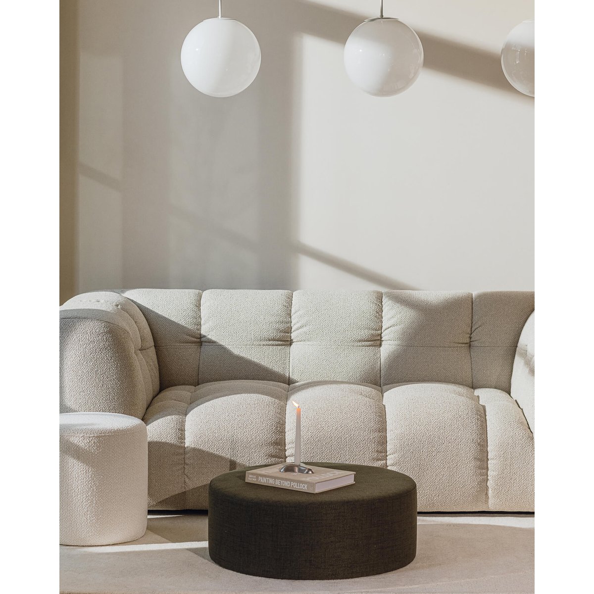 Pouf rond en fibre synthétique FOLK clay grey mélange, NOO.MA