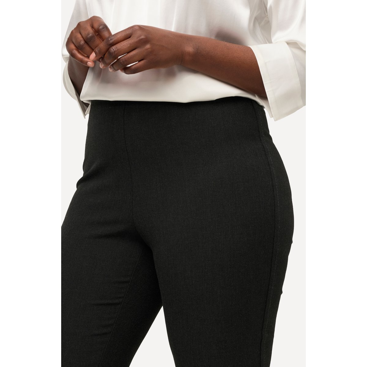 Pantalon avec surpiqûre sur le côté chiné gris foncé, ULLA POPKEN