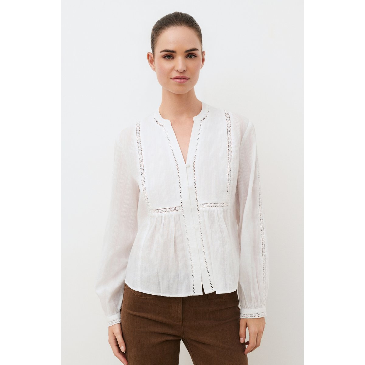 Chemise droite col tunisien CMARINA ecru, CAROLL