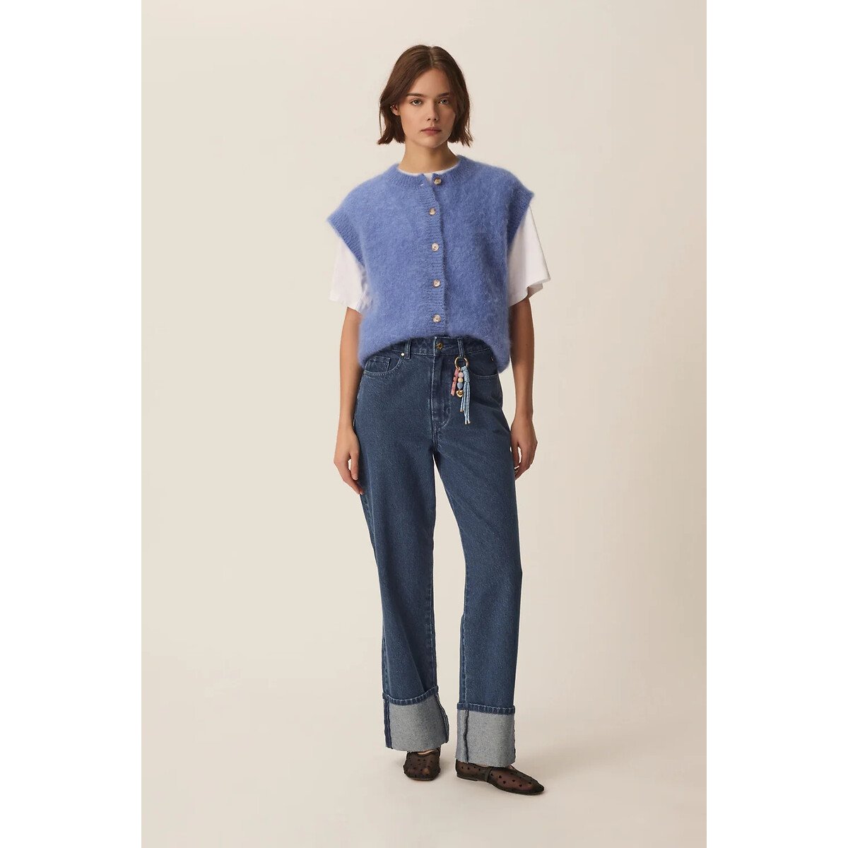 Camisola sem mangas e com gola redonda, ALIBABA azul, DES PETITS HAUTS