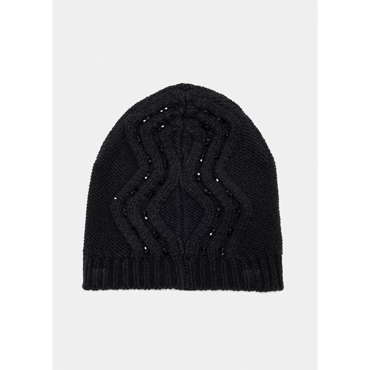 Bonnet en laine mélangée avec perles noir, LIU JO