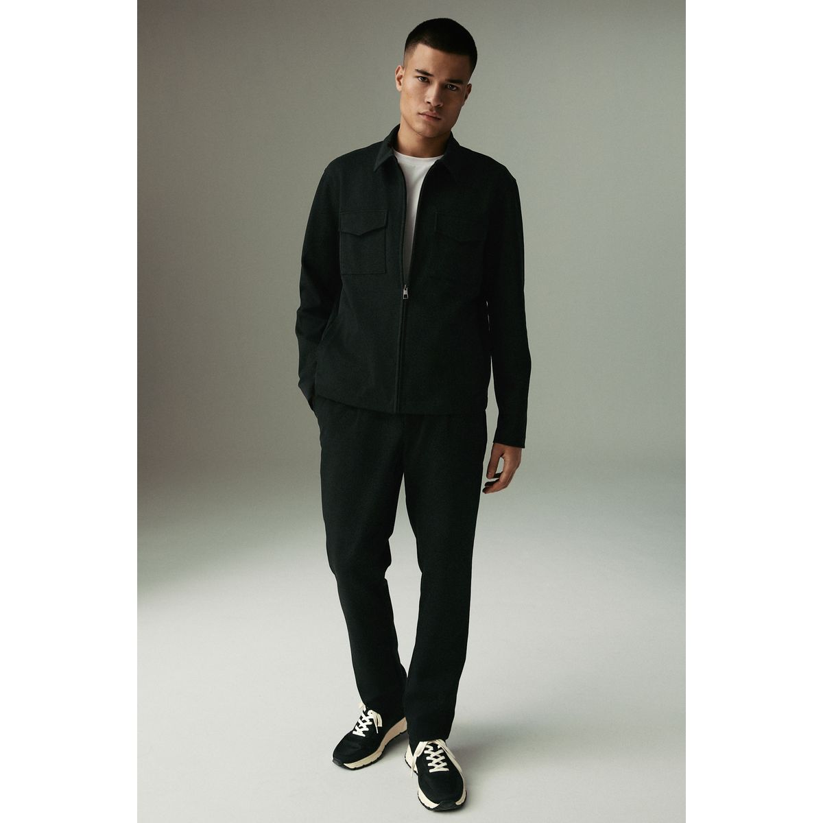 Veste-chemise en jersey et pantalon, 2 pièces noir, NEXT