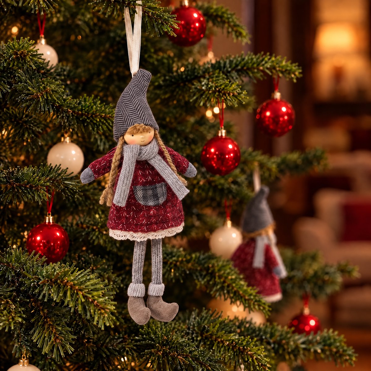 Figurine de noël fillette olaf à suspendre de noël décorative H24 OLAF rouge, SIA