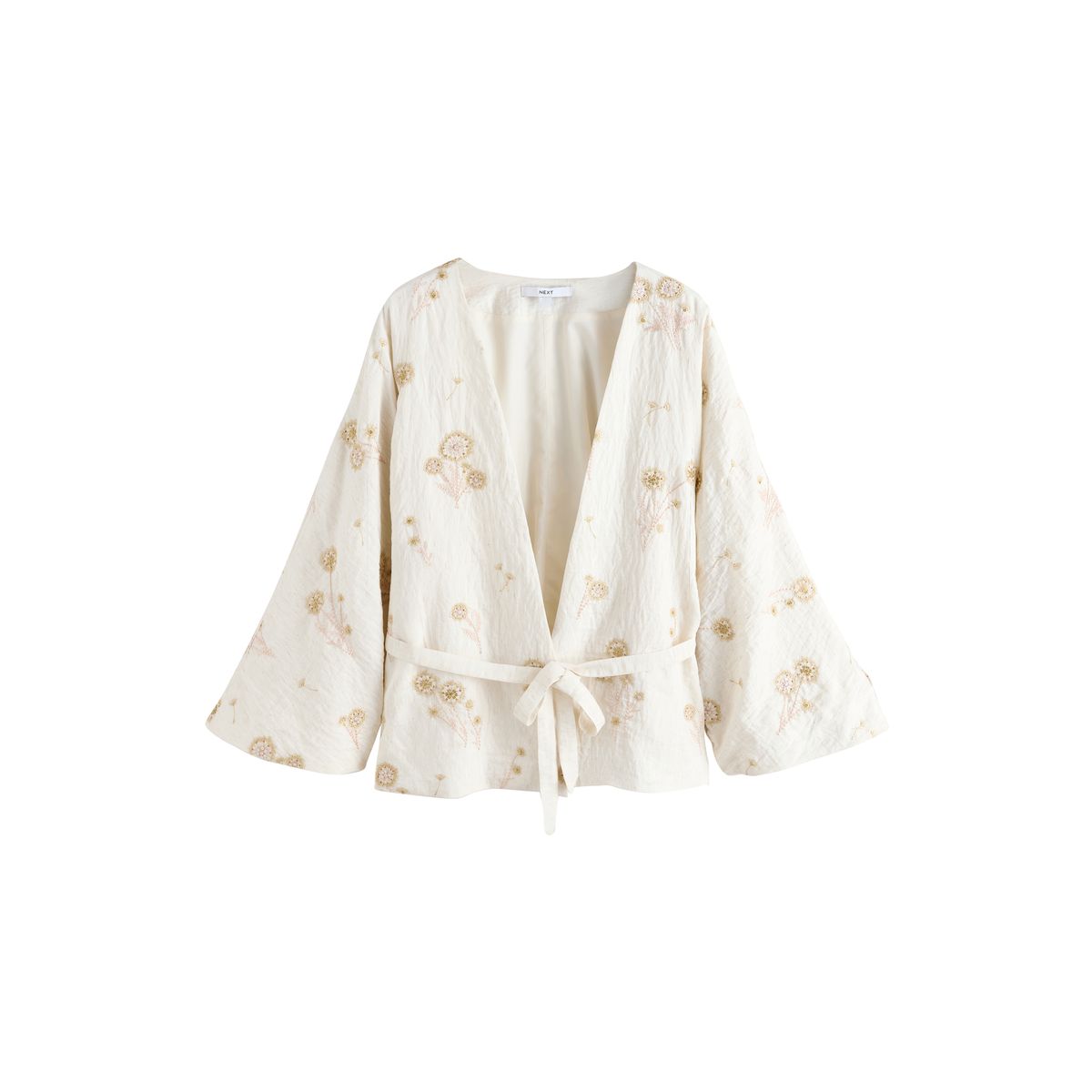 Tunique nouée à la taille avec ornements écru à imprimé fleurs, NEXT