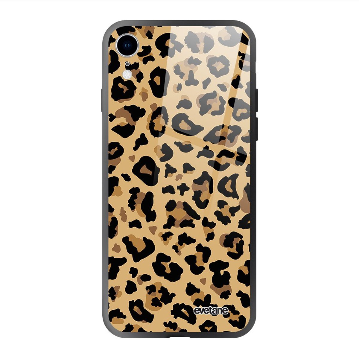 Coque en verre trempé iPhone Xr léopard beige, EVETANE