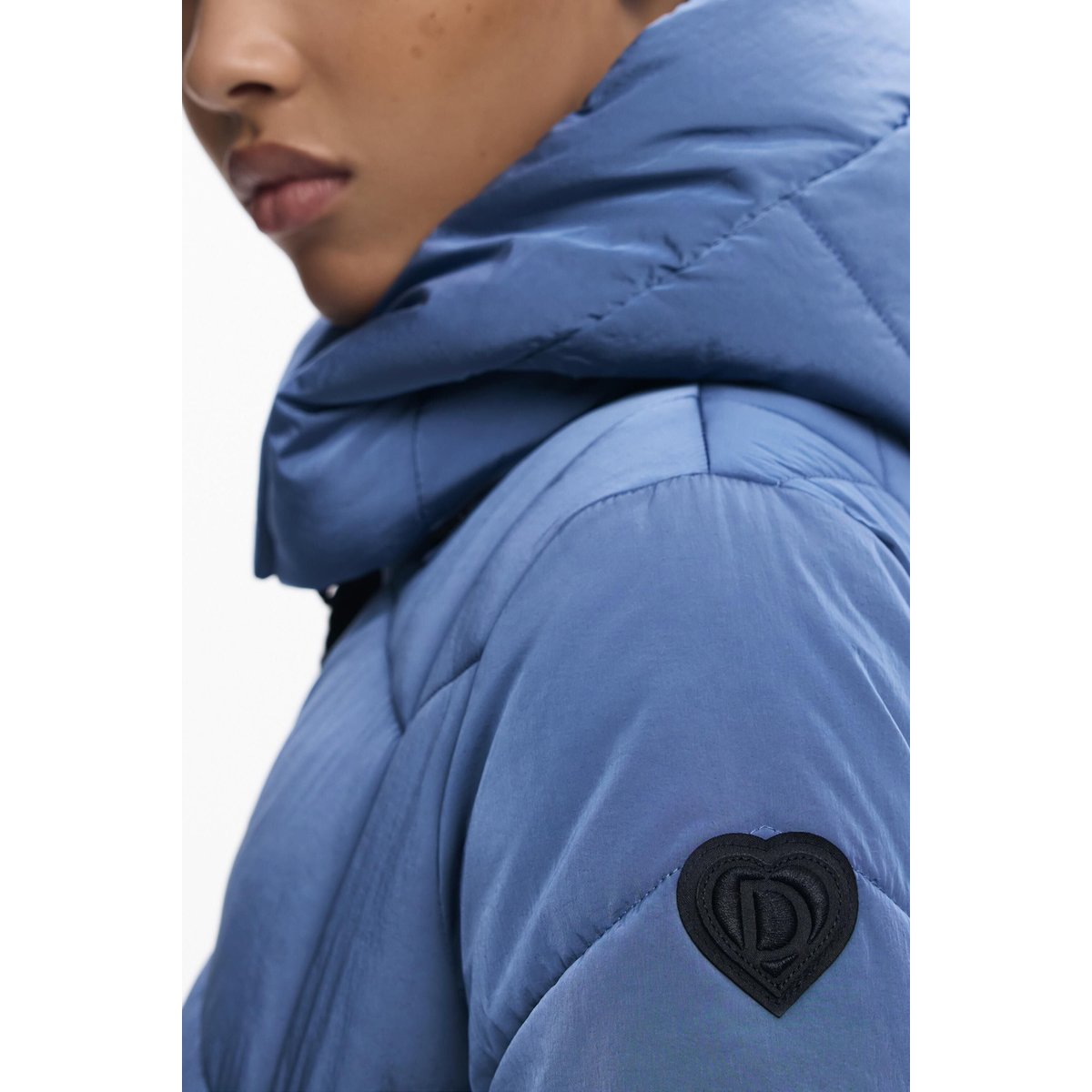 Manteau matelassé court irisé bleu, DESIGUAL