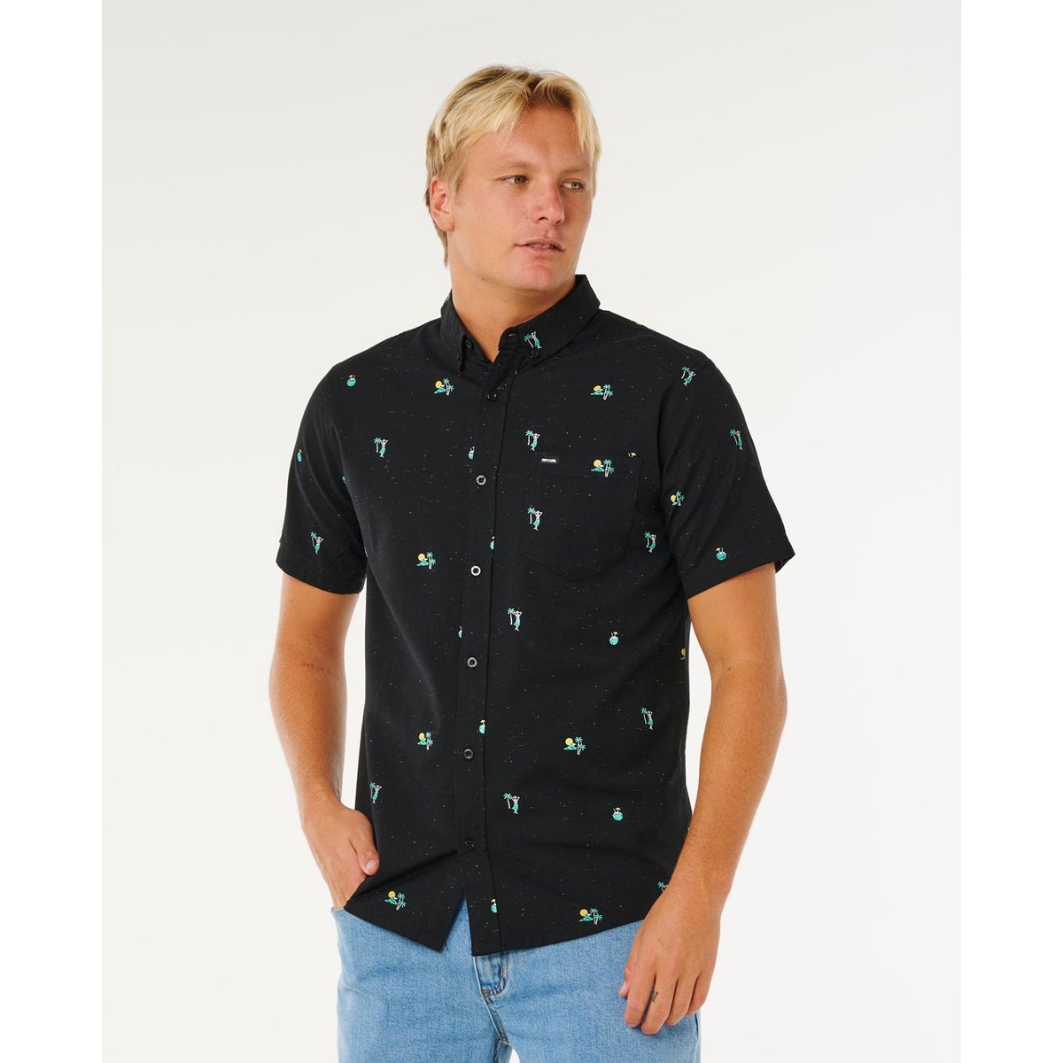Chemise à manches courtes Skelly Breach noir, RIP CURL