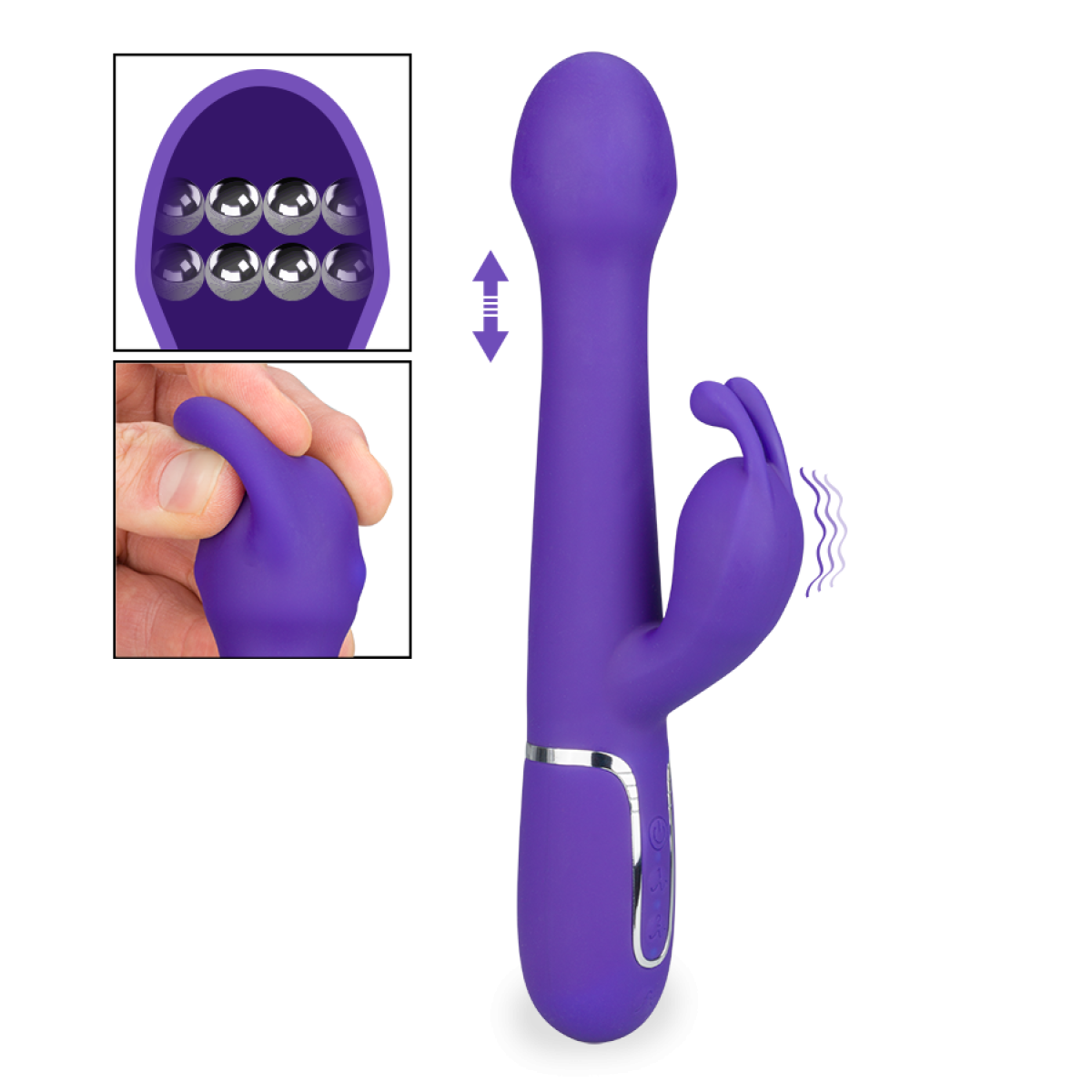 Vibromasseur puissant rabbit va-et-vient Planet violet foncé, LOVE AND VIBES