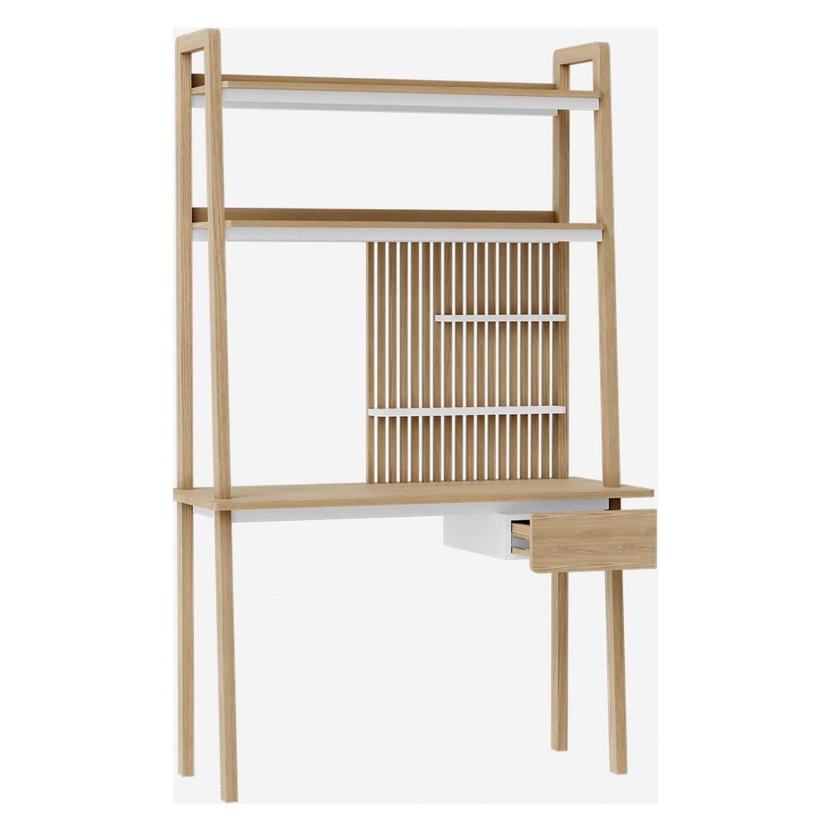 Bureau panneau de particule SEBASTIEN naturel clair, blanc, HABITAT