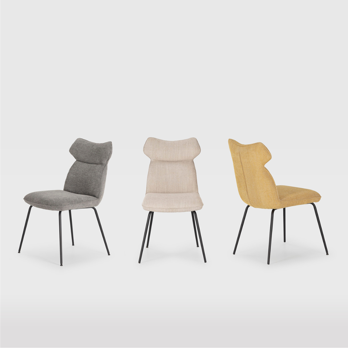Lot de 2 chaises en tissu avec pieds en métal noir L47 cm - DARA gris, CALICOSY