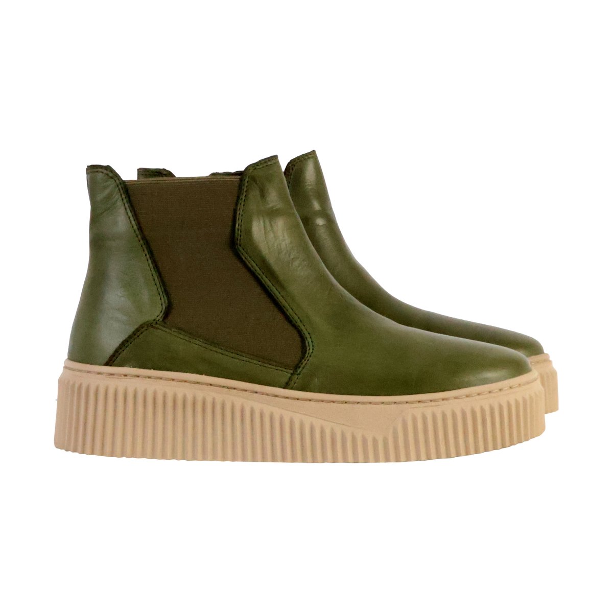 Basket Montante Cuir Alénoa kaki, THE DIVINE FACTORY