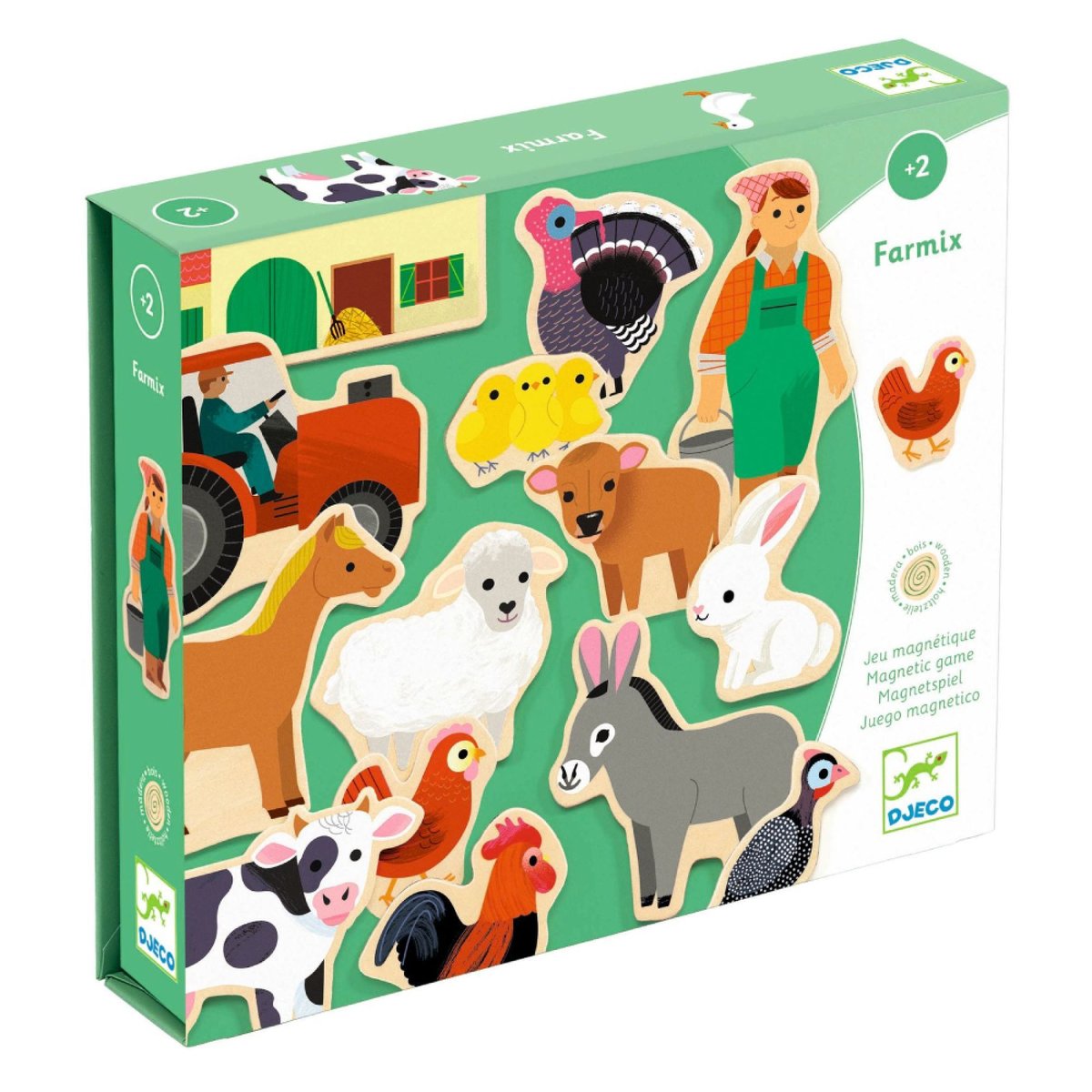 Magnétiques en bois Farmix multicolore, DJECO