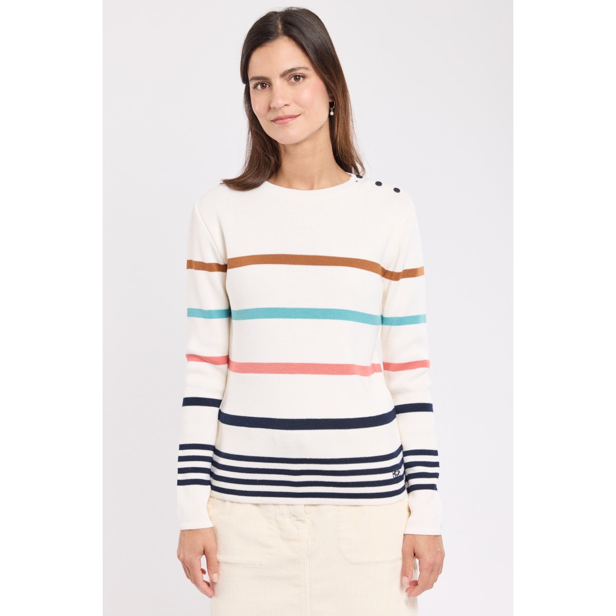 Pull marin rayé en Laine DEAUVILLE nat/seal/mut/cend/cara, ARMOR-LUX