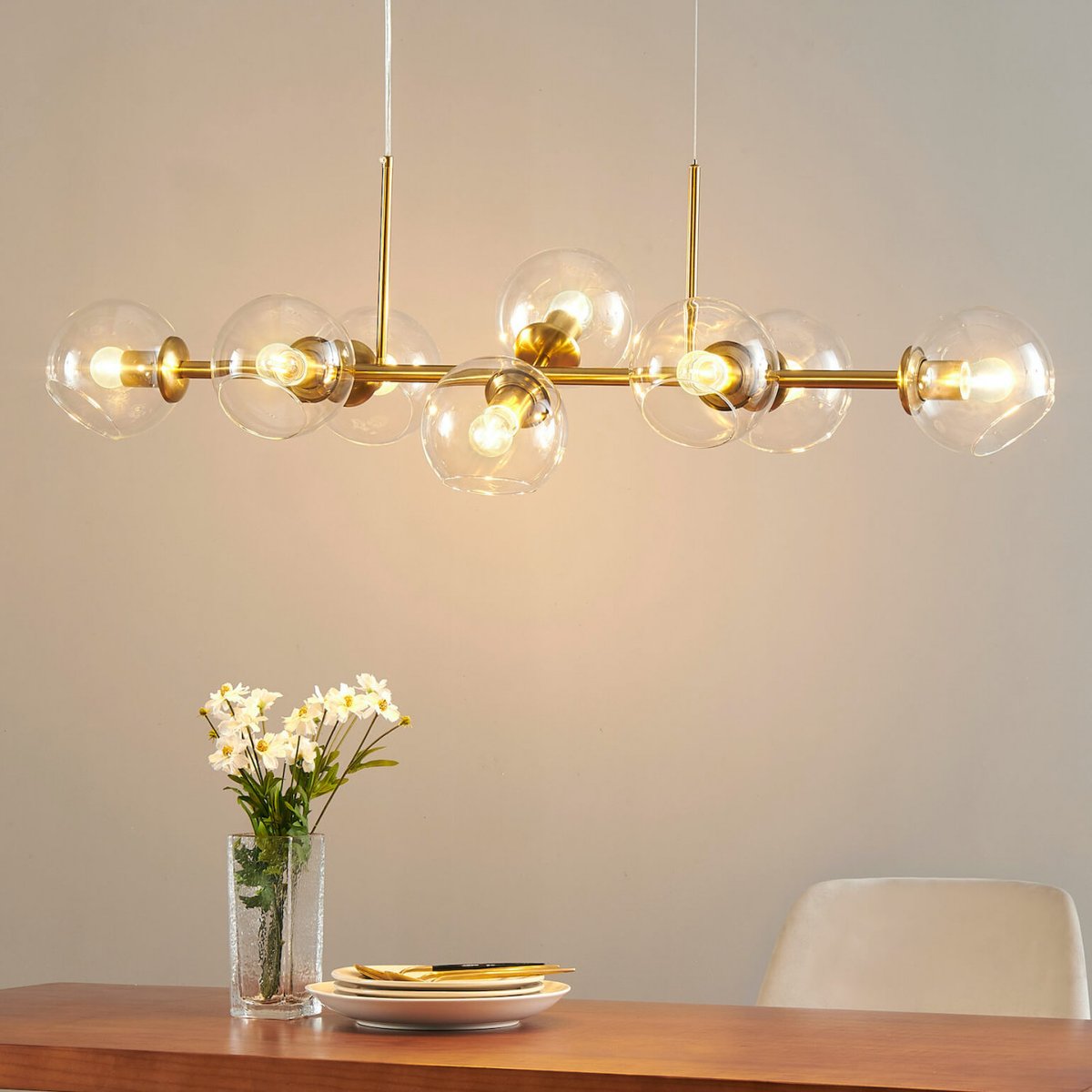 Majestueuse suspension en verre - CARLOTTA doré / laiton, KOSILUM
