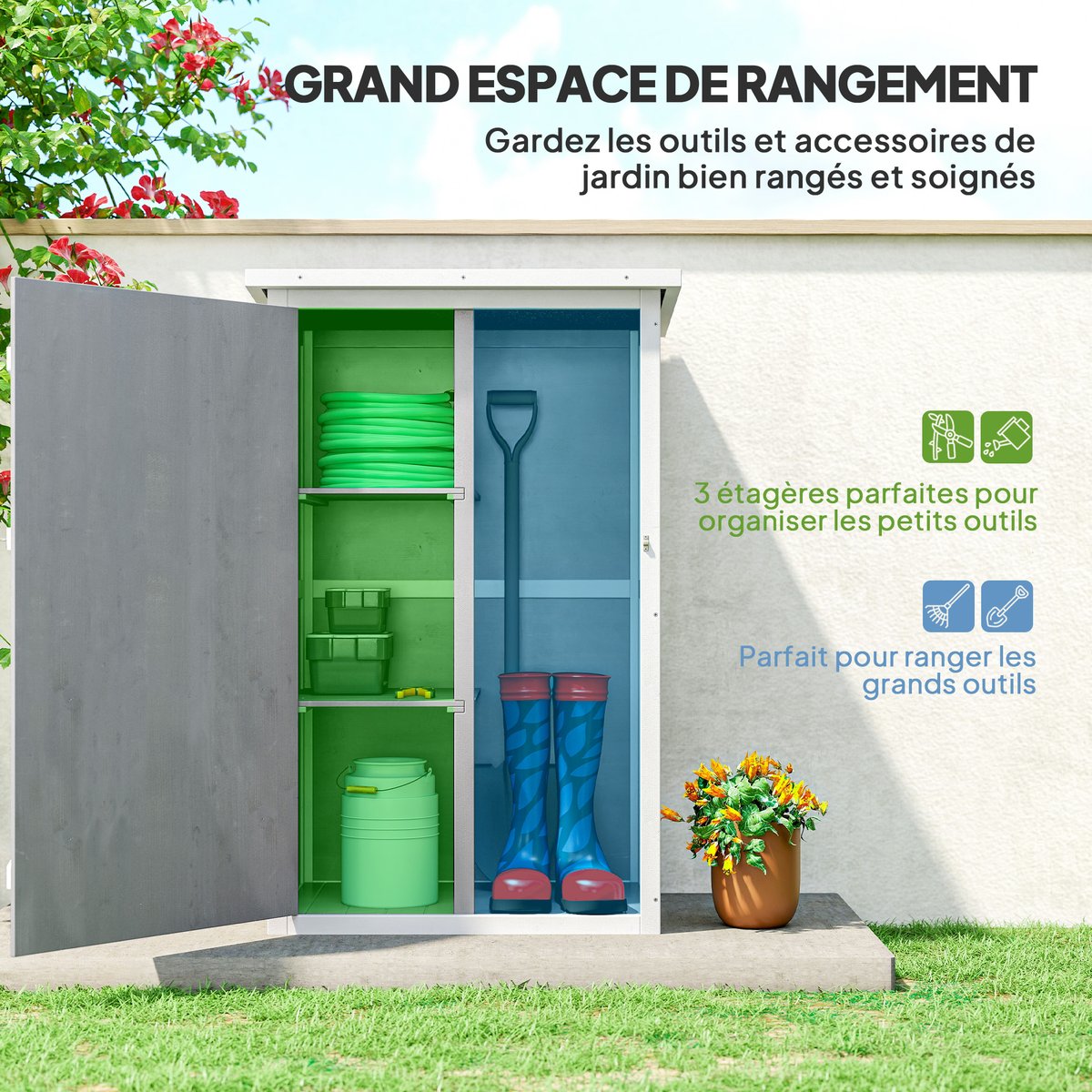 Abri de jardin Bois Gris gris, OUTSUNNY