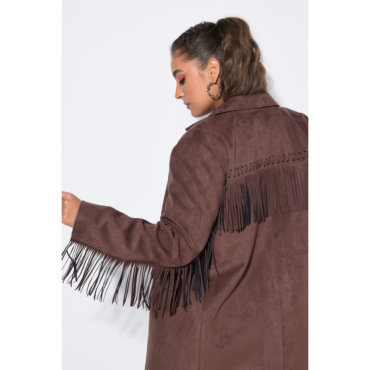 Blazer oversized en similicuir suédé marron, STUDIO UNTOLD