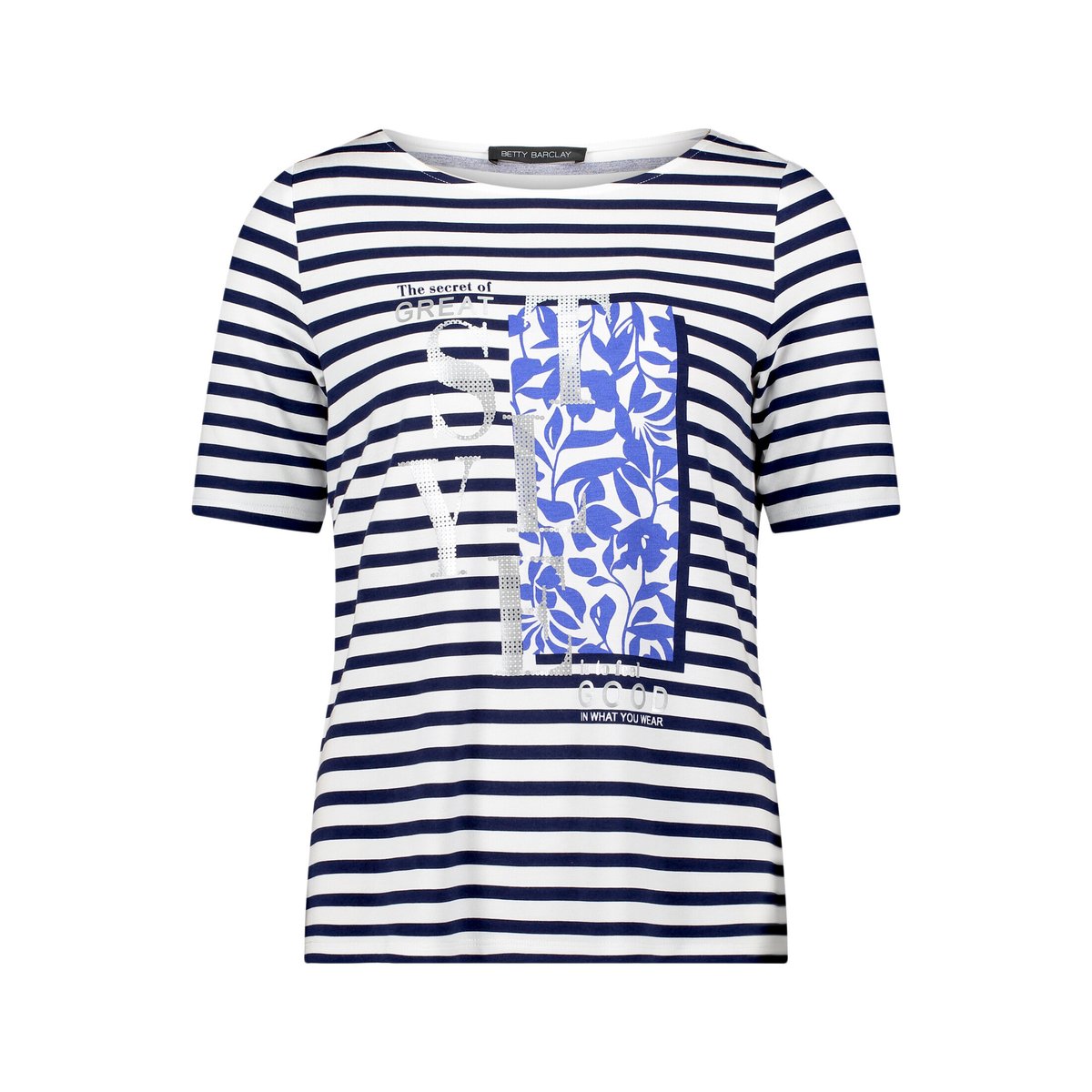 T-shirt à rainures à motif placé blanc/bleu, BETTY BARCLAY